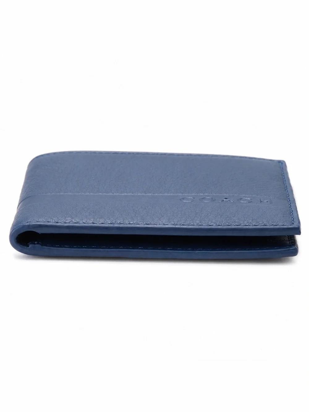 Coach Men's Leather Card Holder Wallet in Deep Blue